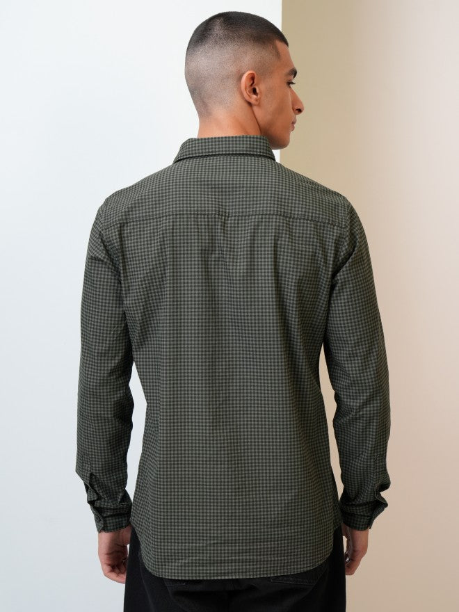 Highlander Men Olive Printed Slim Fit Casual Shirt - Olive - Image 3