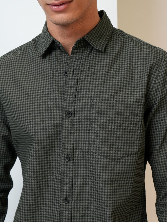 Highlander Men Olive Printed Slim Fit Casual Shirt - Olive - Image 5