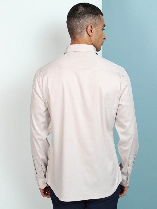 Highlander Men Grey Solid Slim Fit Casual Shirt - Grey - Image 3
