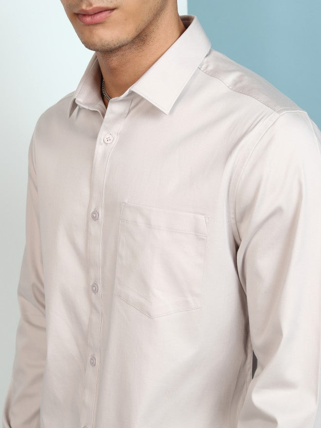 Highlander Men Grey Solid Slim Fit Casual Shirt - Grey - Image 5