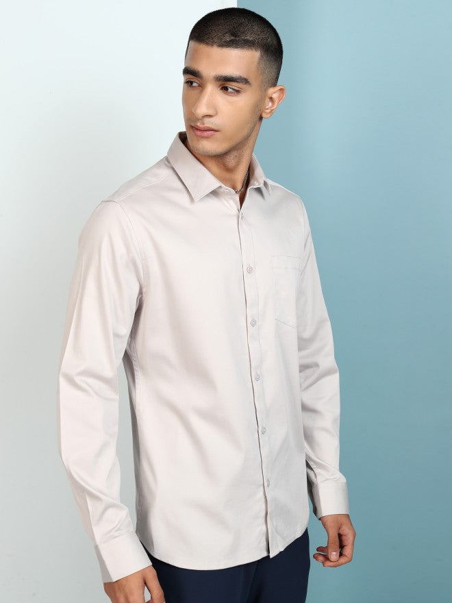 Highlander Men Grey Solid Slim Fit Casual Shirt - Grey - Image 6