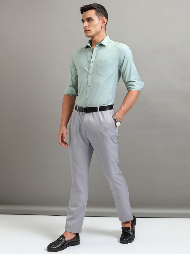 Highlander Men Green Solid Slim Fit Casual Shirt - Green - Image 2