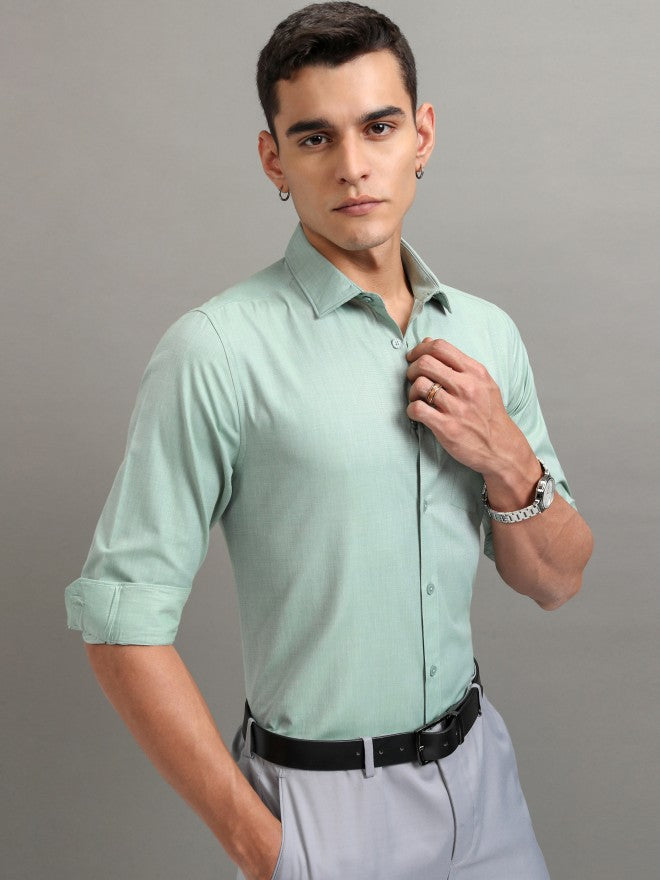 Highlander Men Green Solid Slim Fit Casual Shirt - Green - Image 6