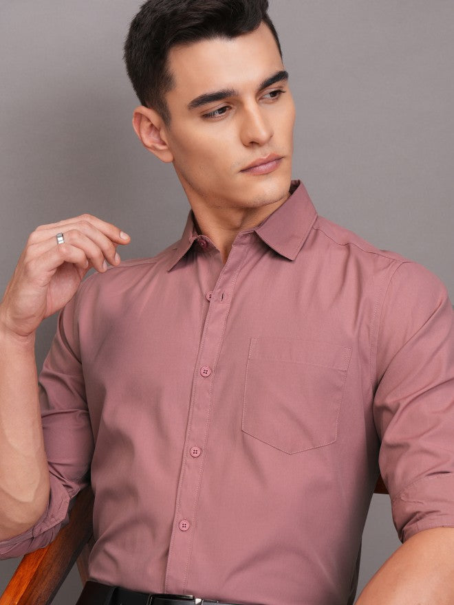 Highlander Men Pink Solid Slim Fit Casual Shirt - Pink - Image 1