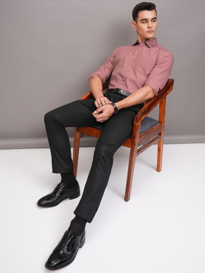 Highlander Men Pink Solid Slim Fit Casual Shirt - Pink - Image 2