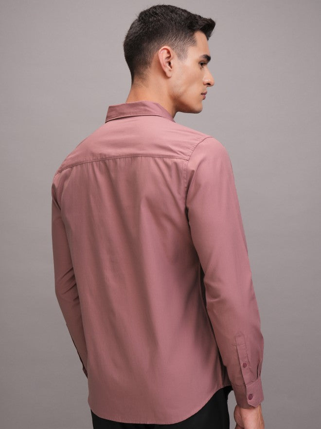 Highlander Men Pink Solid Slim Fit Casual Shirt - Pink - Image 3