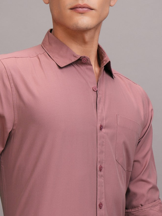 Highlander Men Pink Solid Slim Fit Casual Shirt - Pink - Image 5