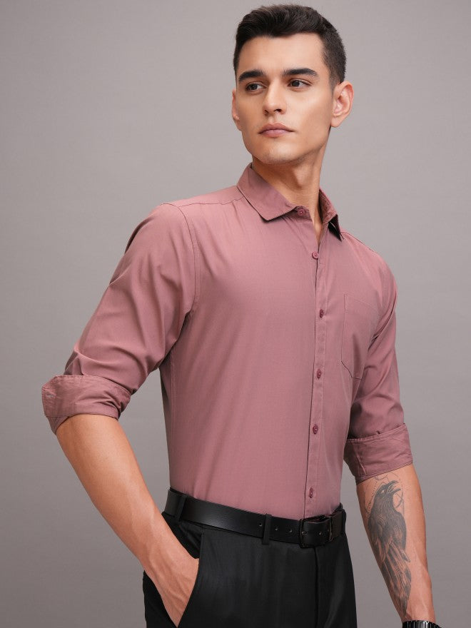 Highlander Men Pink Solid Slim Fit Casual Shirt - Pink - Image 6