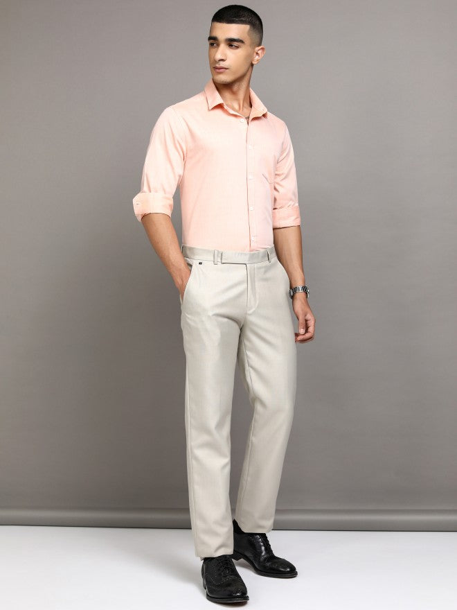 Highlander Men Peach Solid Slim Fit Casual Shirt - Peach - Image 2