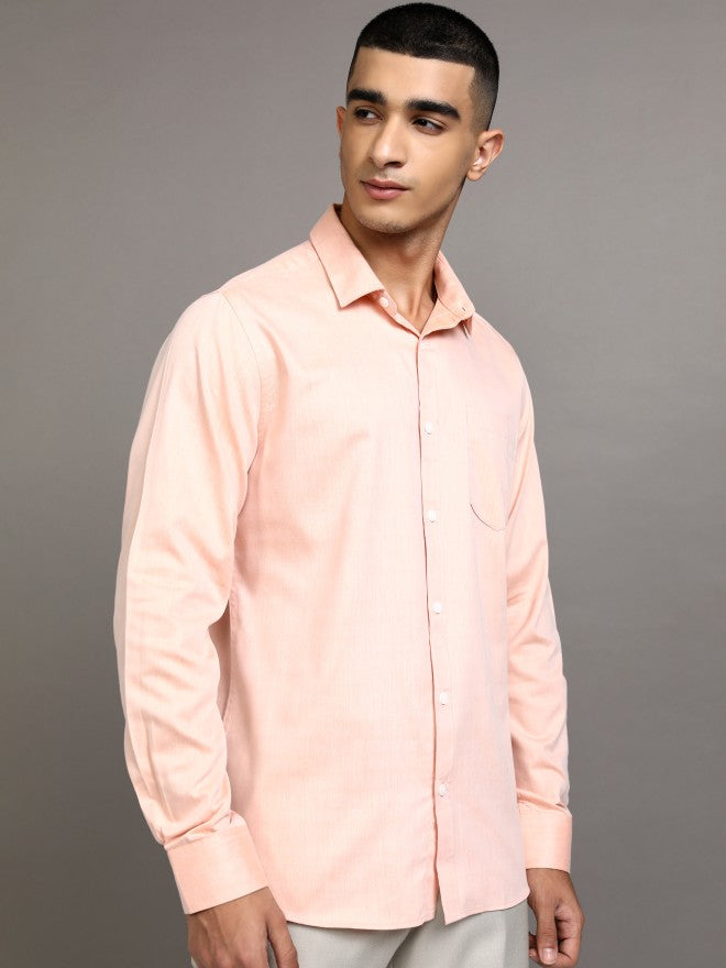 Highlander Men Peach Solid Slim Fit Casual Shirt - Peach - Image 6