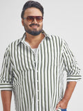 Highlander Men White Striped Slim Fit Casual Shirt - White - Image 1