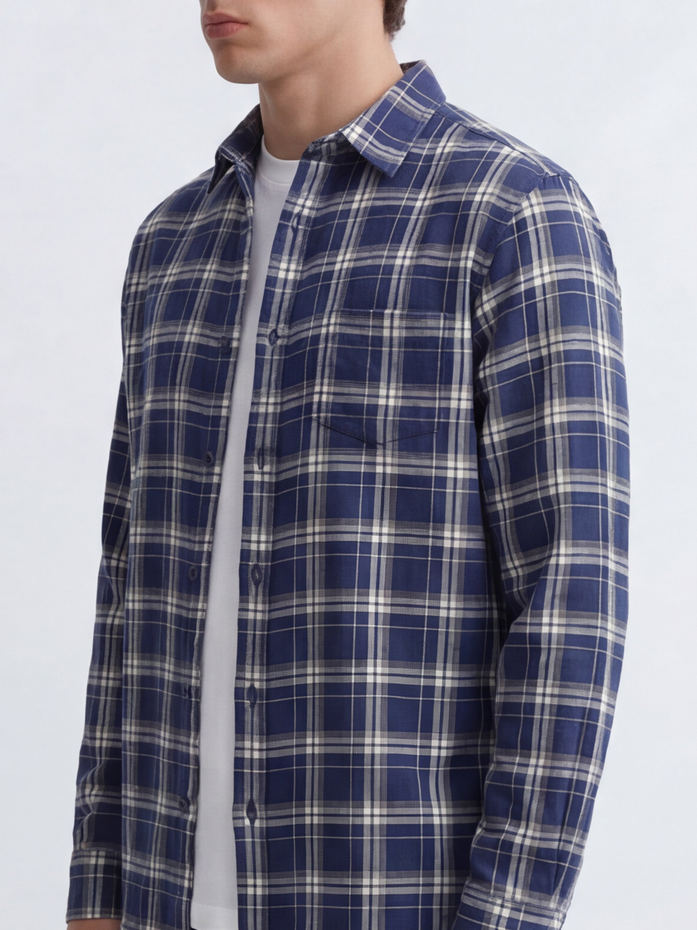 Purple By Highlander Men NavyChecked Slim Fit Casual Shirt - Navy - Image 5
