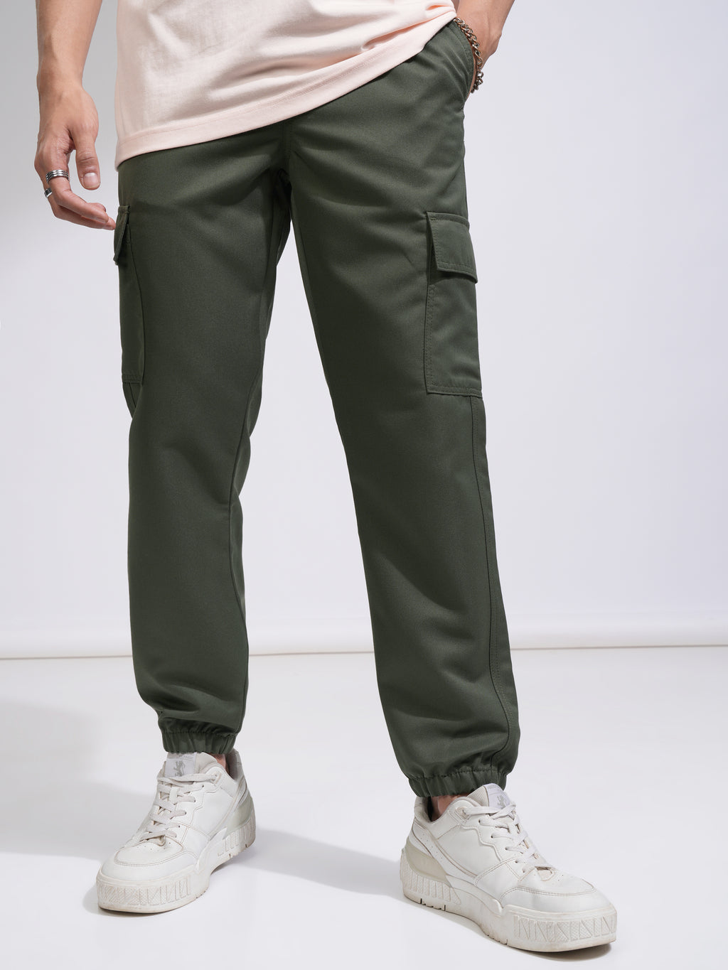 Highlander Men Olive Regular Fit Solid Joggers - Olive - Image 1
