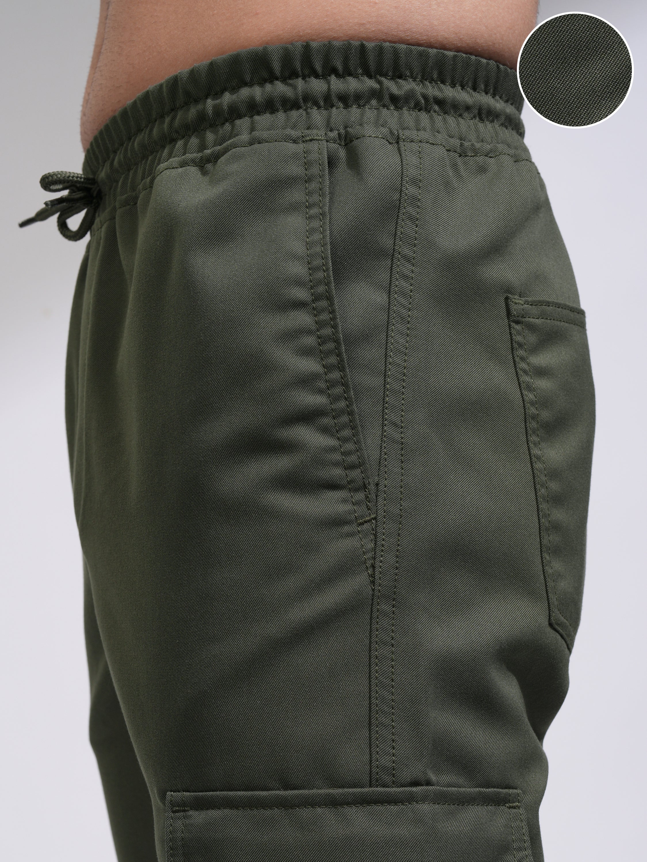 Highlander Men Olive Regular Fit Solid Joggers - Olive - Image 5