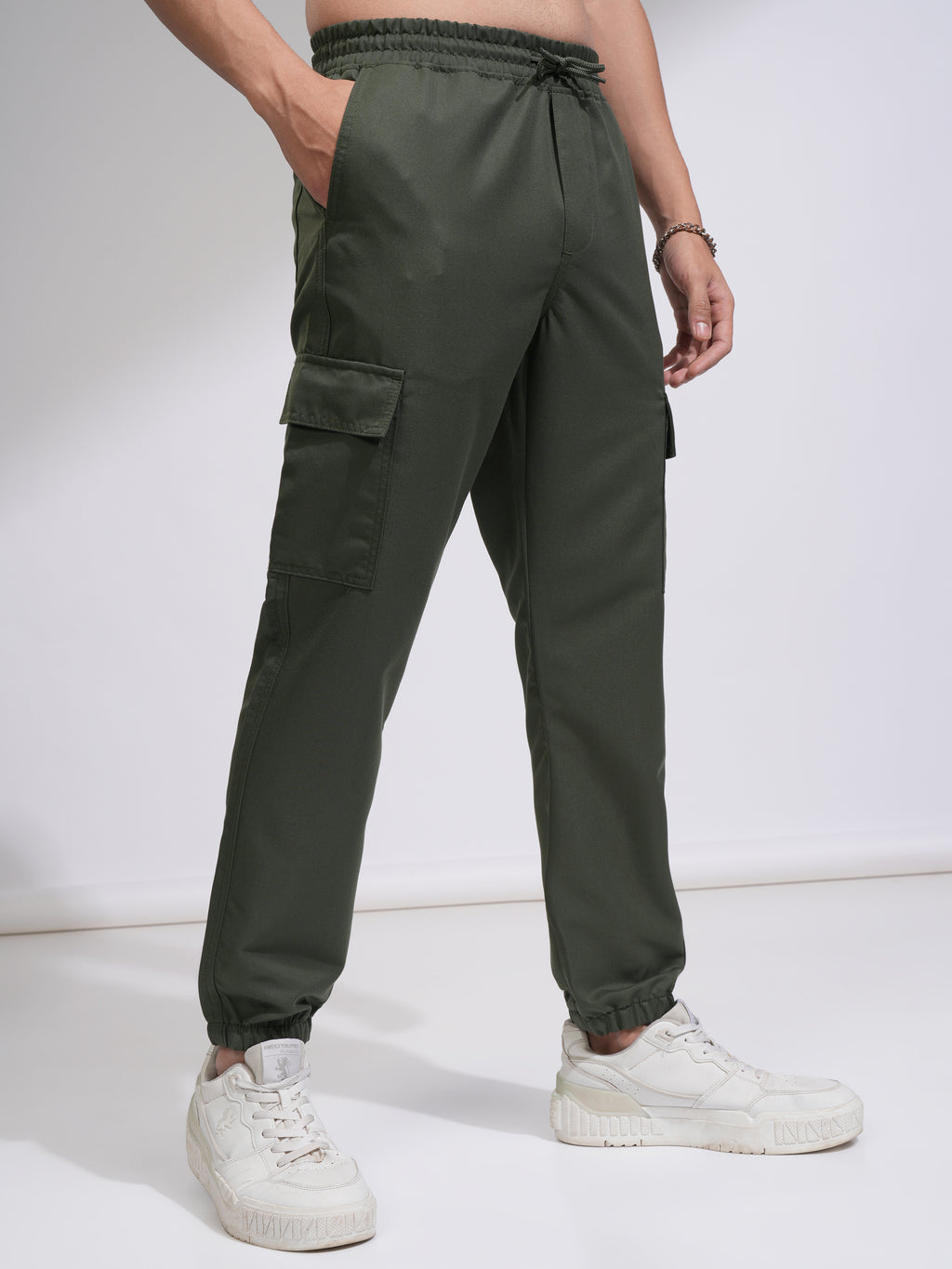 Highlander Men Olive Regular Fit Solid Joggers - Olive - Image 6