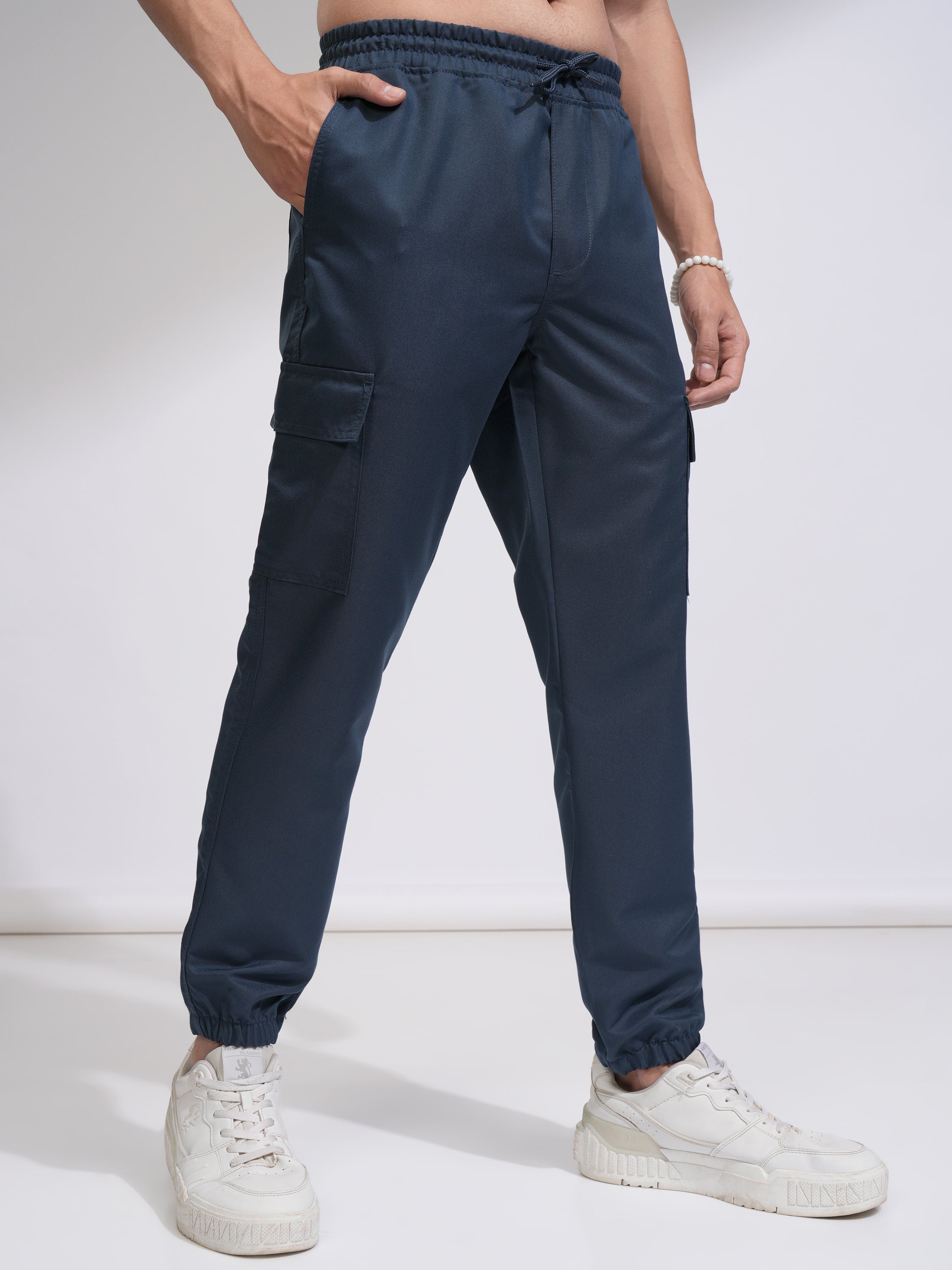 Purple By Highlander Men Blue Regular Fit Solid Joggers - Blue - Image 6