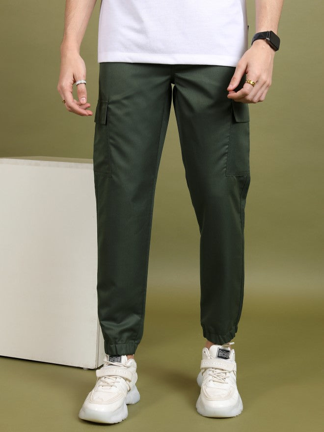 Highlander Men Olive Regular Fit Solid Joggers - Olive - Image 1