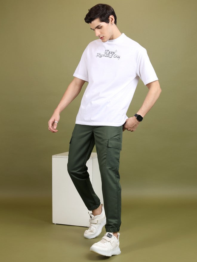 Highlander Men Olive Regular Fit Solid Joggers - Olive - Image 2