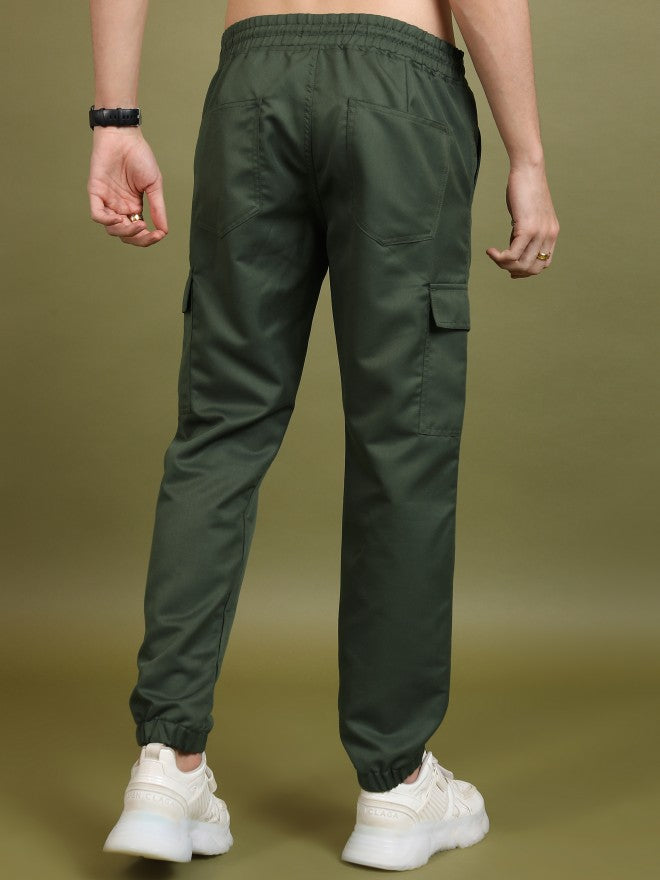 Highlander Men Olive Regular Fit Solid Joggers - Olive - Image 3