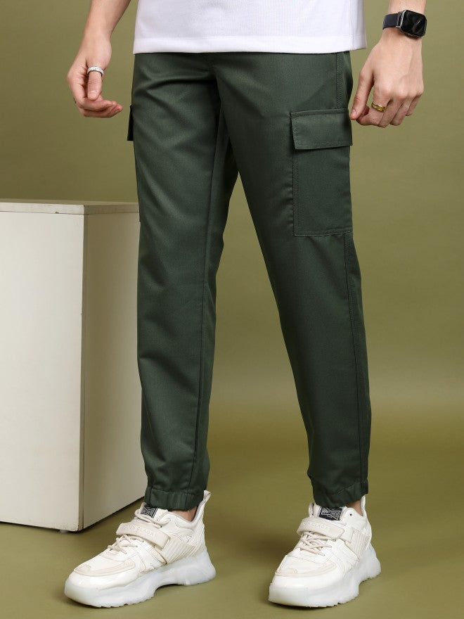 Highlander Men Olive Regular Fit Solid Joggers - Olive - Image 4