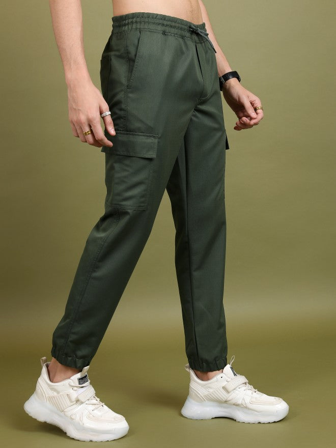 Highlander Men Olive Regular Fit Solid Joggers - Olive - Image 6