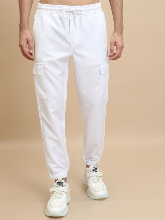 Highlander Men White Regular Fit Solid Joggers - White - Image 1