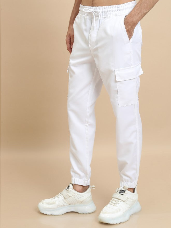 Highlander Men White Regular Fit Solid Joggers - White - Image 4