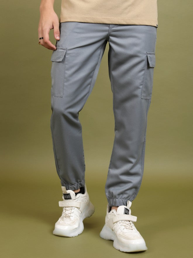 Highlander Men Light Grey Regular Fit Solid Joggers - Grey - Image 1