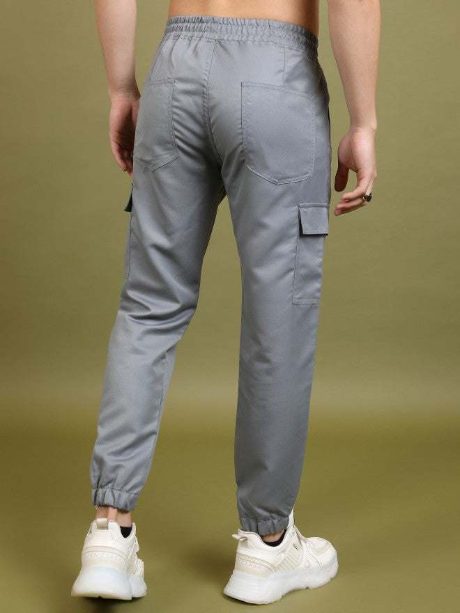 Highlander Men Light Grey Regular Fit Solid Joggers - Grey - Image 3