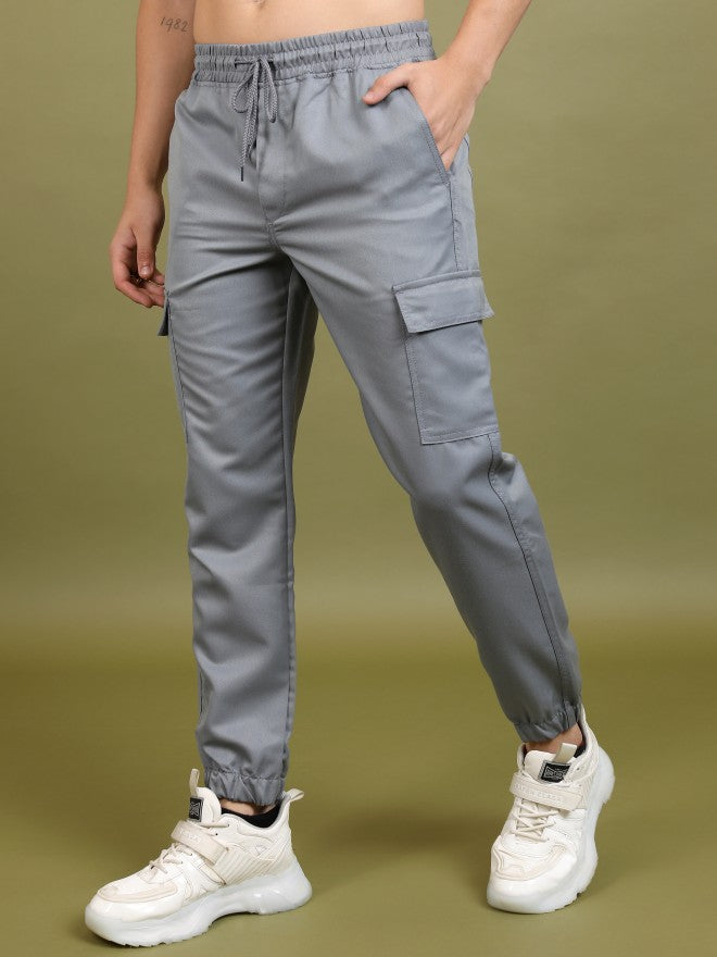Highlander Men Light Grey Regular Fit Solid Joggers - Grey - Image 4