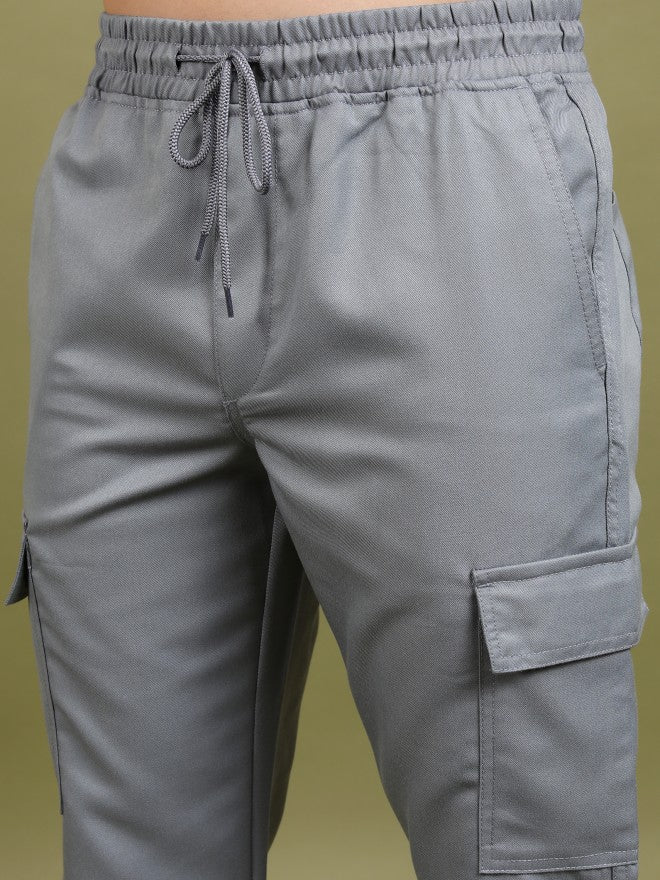 Highlander Men Light Grey Regular Fit Solid Joggers - Grey - Image 5