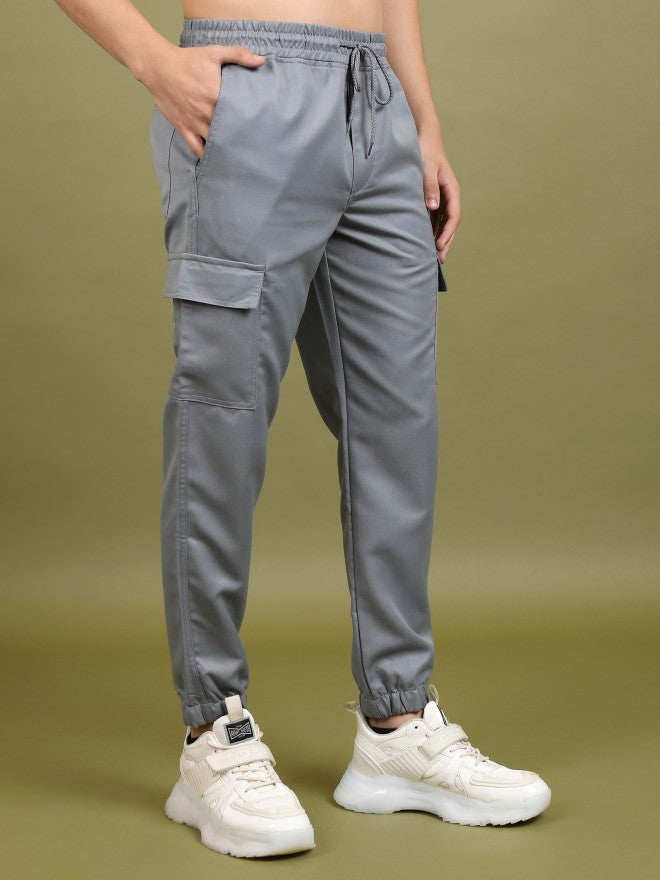 Highlander Men Light Grey Regular Fit Solid Joggers - Grey - Image 6