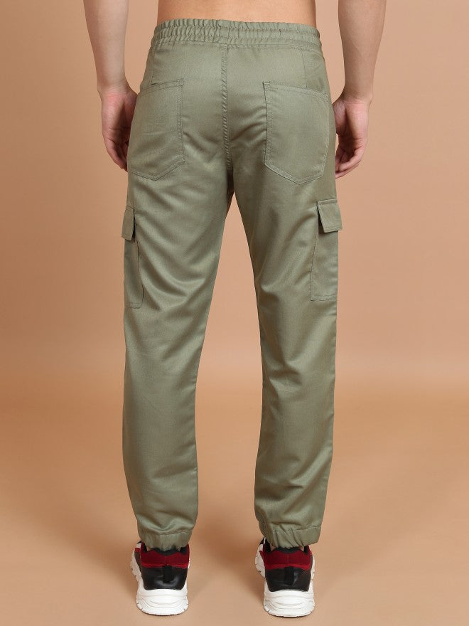 Highlander Men Light Olive Regular Fit Solid Joggers - Olive - Image 3