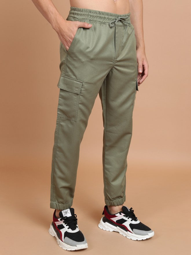 Highlander Men Light Olive Regular Fit Solid Joggers - Olive - Image 6