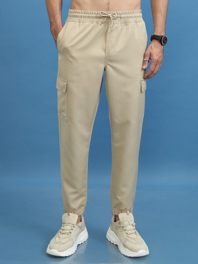 Highlander Men Beige Regular Fit Solid Joggers - Beige - Image 1
