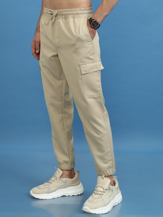 Highlander Men Beige Regular Fit Solid Joggers - Beige - Image 4