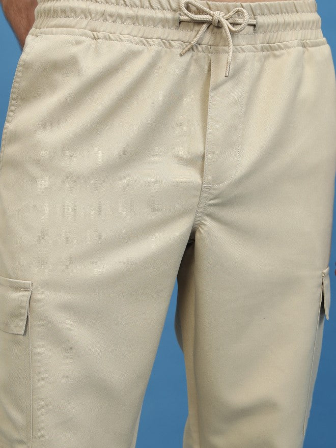 Highlander Men Beige Regular Fit Solid Joggers - Beige - Image 5