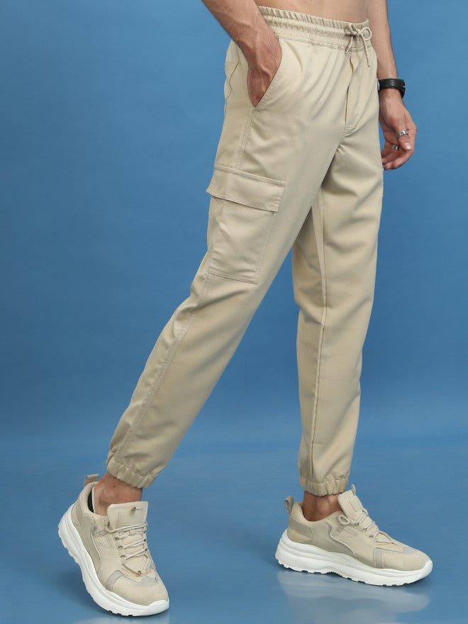 Highlander Men Beige Regular Fit Solid Joggers - Beige - Image 6