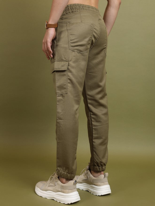 Highlander Men Khaki Regular Fit Solid Joggers - Khaki - Image 3