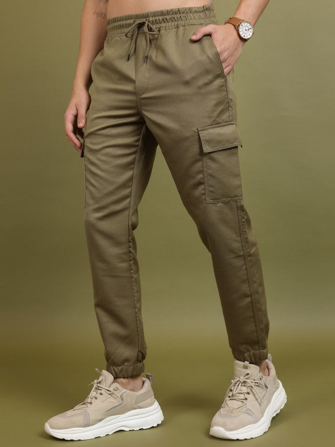 Highlander Men Khaki Regular Fit Solid Joggers - Khaki - Image 4