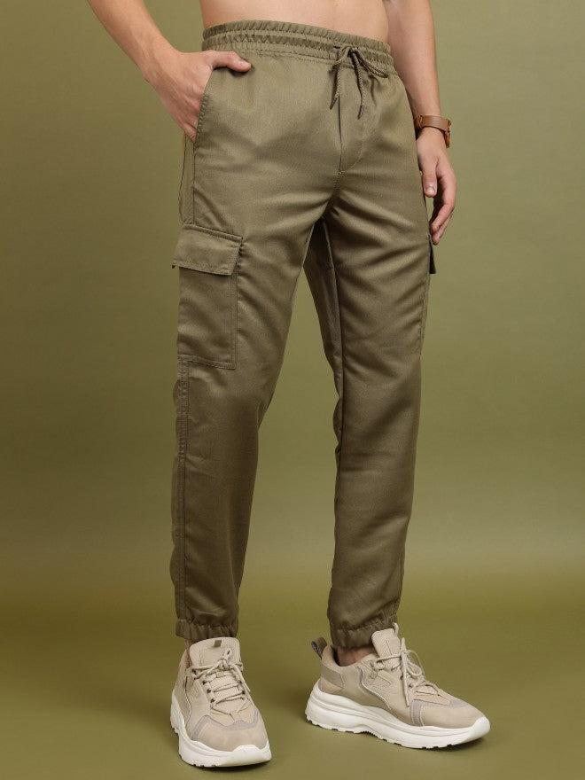 Highlander Men Khaki Regular Fit Solid Joggers - Khaki - Image 6