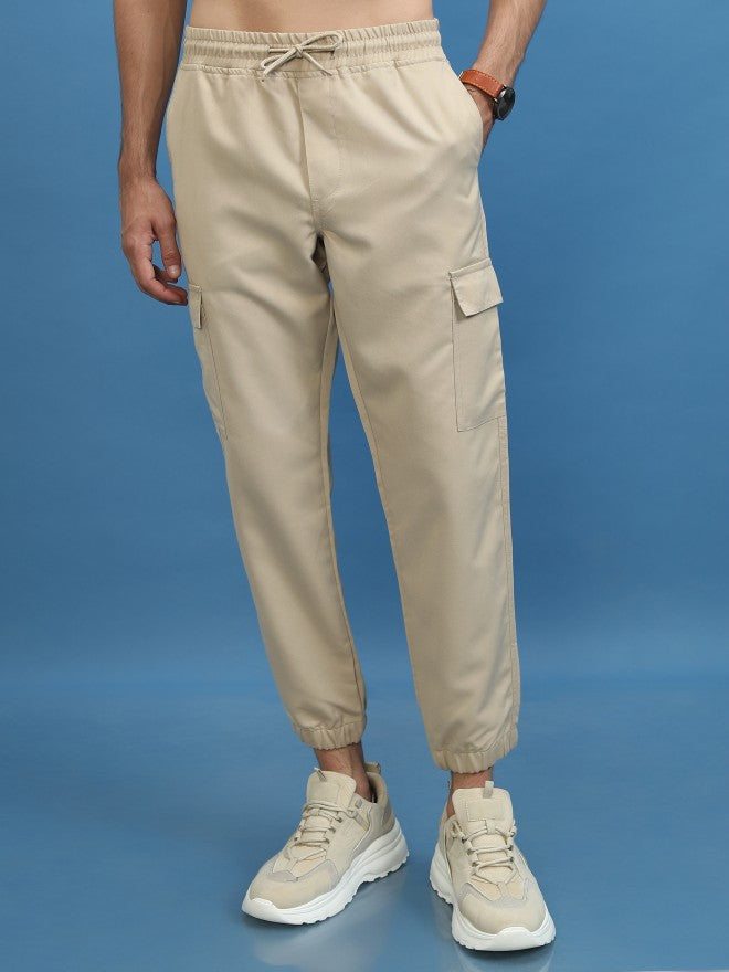 Highlander Men Beige Regular Fit Solid Joggers - Beige - Image 1
