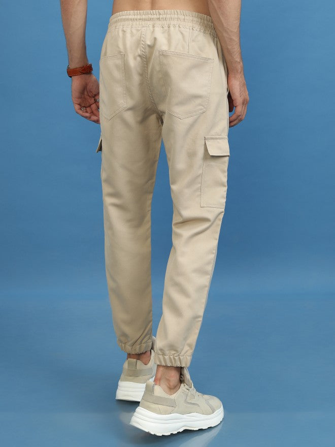 Highlander Men Beige Regular Fit Solid Joggers - Beige - Image 3
