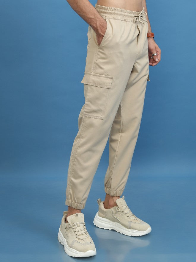 Highlander Men Beige Regular Fit Solid Joggers - Beige - Image 6