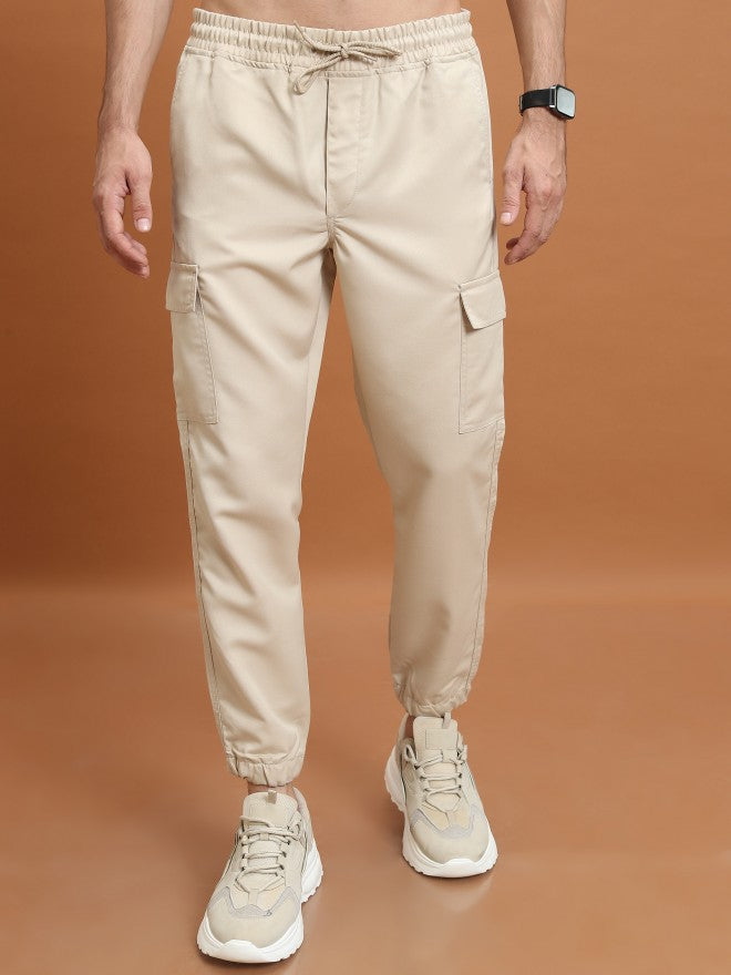 Highlander Men Beige Regular Fit Solid Joggers - Beige - Image 1