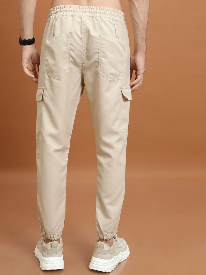 Highlander Men Beige Regular Fit Solid Joggers - Beige - Image 3