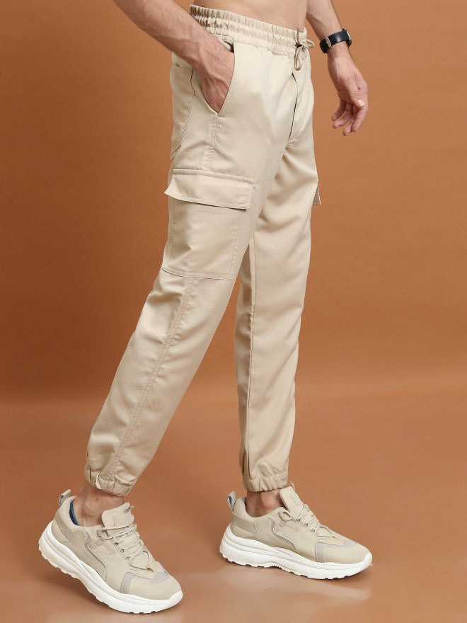 Highlander Men Beige Regular Fit Solid Joggers - Beige - Image 6