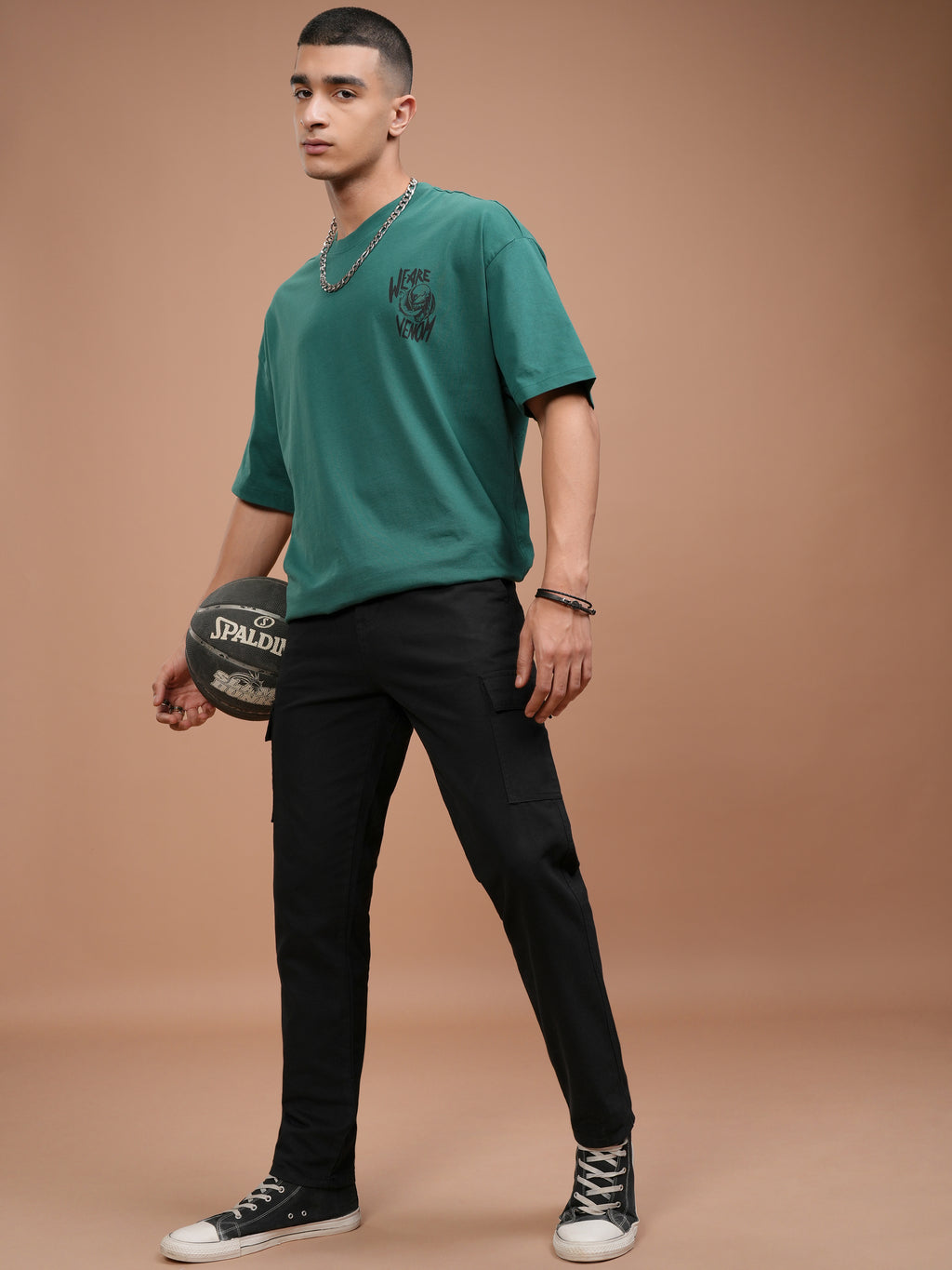 Purple By Highlander Men Black Regular Fit Solid Cargo - Black - Image 2
