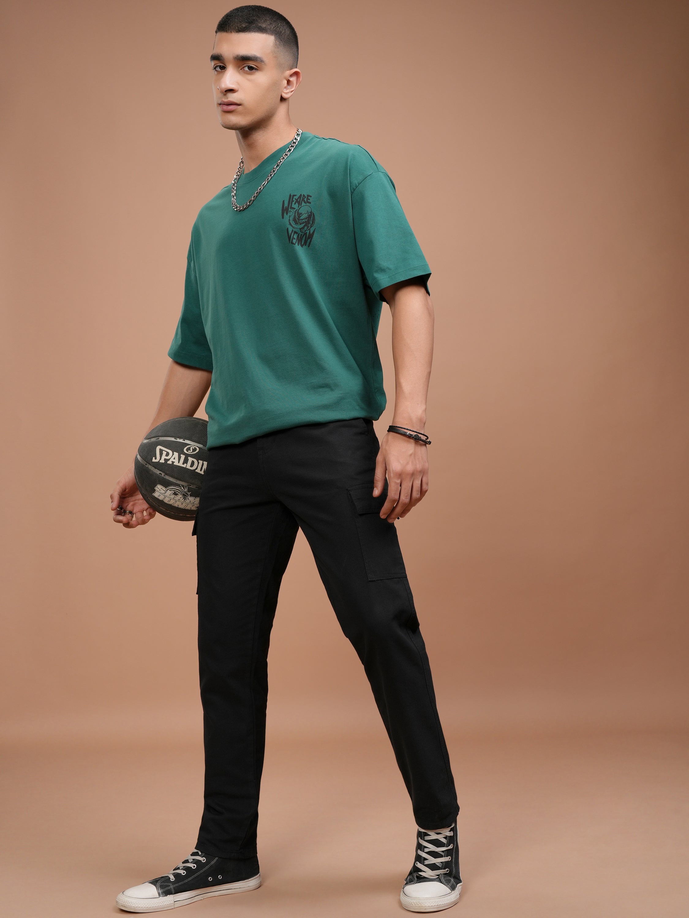 Purple By Highlander Men Black Regular Fit Solid Cargo - Black - Image 2