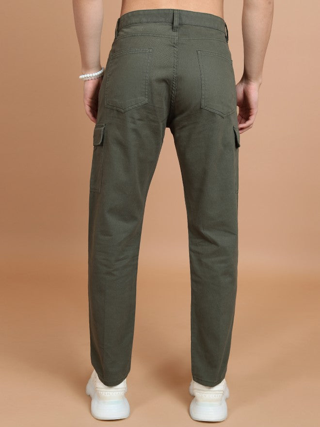Purple By Highlander Men Olive Regular Fit Solid Cargo - Olive - Image 3